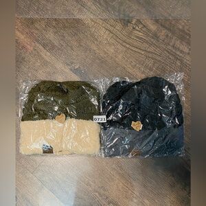*2PC SET HEIMISH USA Beanie Fleece Cozy Cuff Solid Knit Sherpa Fleece Winter Cap